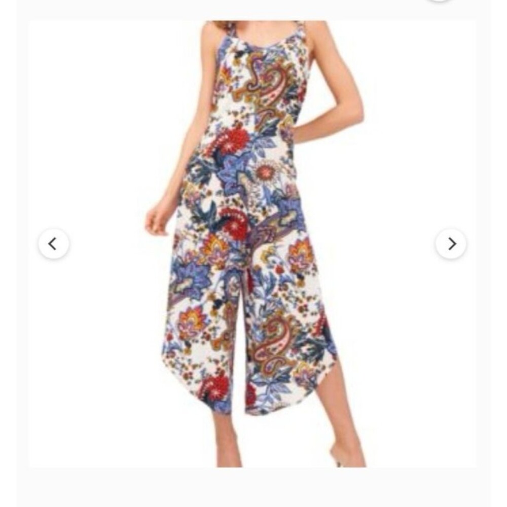 Vince Camuto Womens Sz 2X Floral Paisley Print Asymmetrical Cropped Jumpsuit